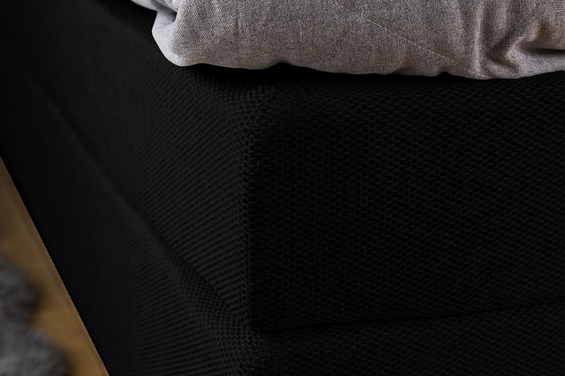 Princess Sengepakke – Kontinentalseng 160x200 cm i Stof med Sengegavl + Topmadras med Fasthedsgrad Medium - Sort - Møbler - Senge - Kontinentalsenge