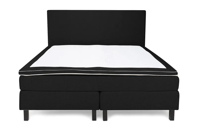 Princess Sengepakke – Kontinentalseng 160x200 cm i Stof med Sengegavl + Topmadras med Fasthedsgrad Medium, Sort