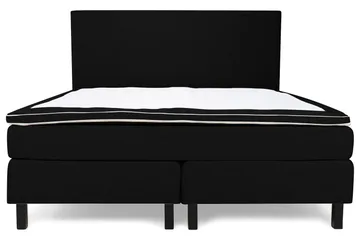 Princess Sengepakke – Kontinentalseng 160x200 cm i Stof med Sengegavl + Topmadras med Fasthedsgrad Medium - Sort - Møbler - Senge - Kontinentalsenge