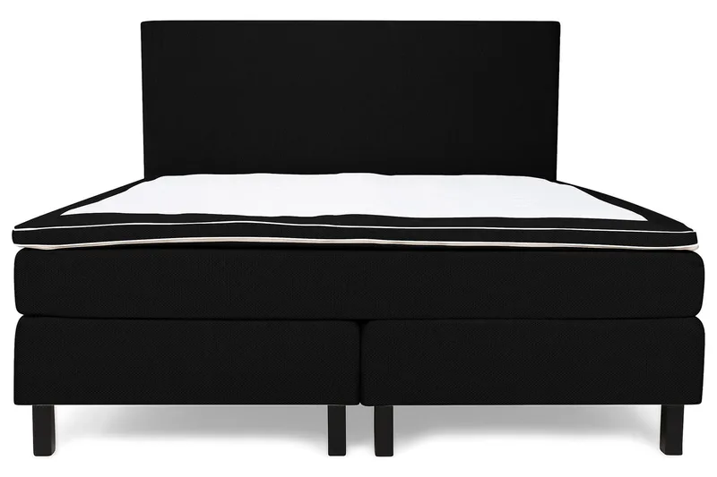 Princess Sengepakke – Kontinentalseng 160x200 cm i Stof med Sengegavl + Topmadras med Fasthedsgrad Medium - Sort - Møbler - Senge - Kontinentalsenge