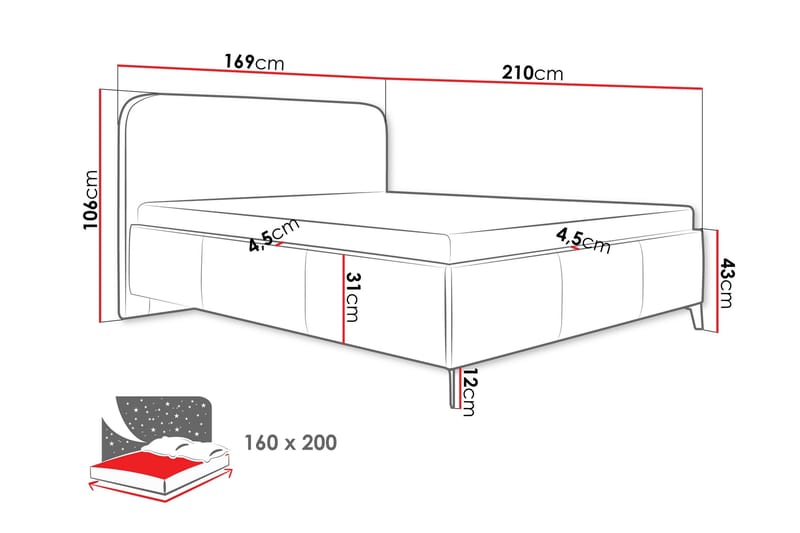 Raher Sengeramme 160x200 cm - Hvid - Møbler - Senge - Sengeramme & sengestel