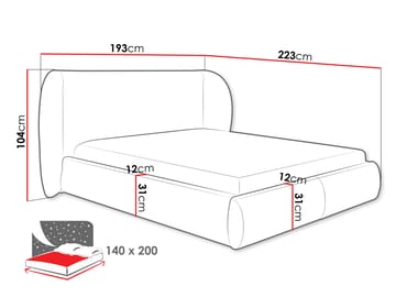 Riona sengeramme 140x200 cm - creme - Møbler - Senge - Sengeramme & sengestel