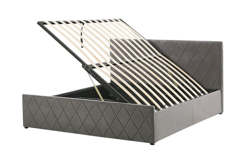 Rochefort Opbevaringsseng 140x200 cm - Velour/Grå - Møbler - Senge - Sengeramme & sengestel