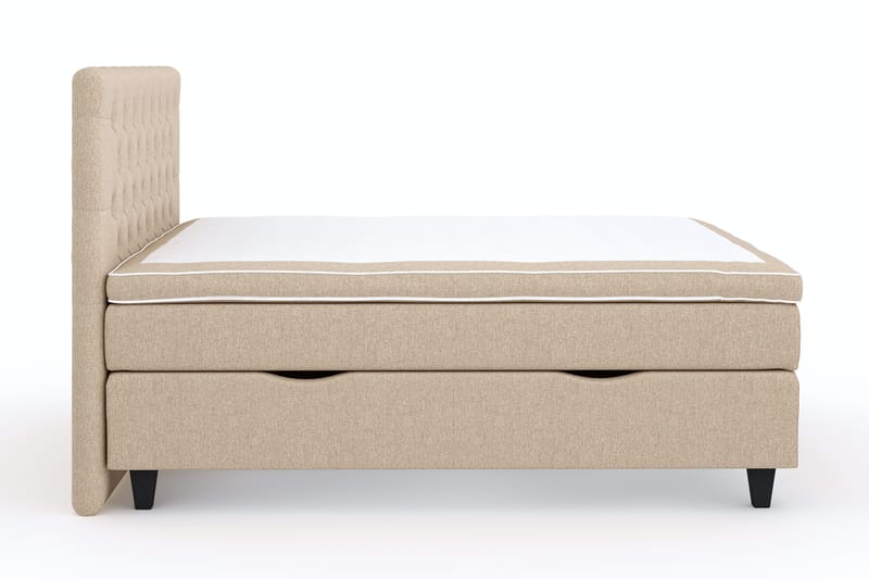 Royal Box Bed 160x200 - Beige - Dobbeltsenge - Seng med opbevaring - Dobbeltseng med opbevaring