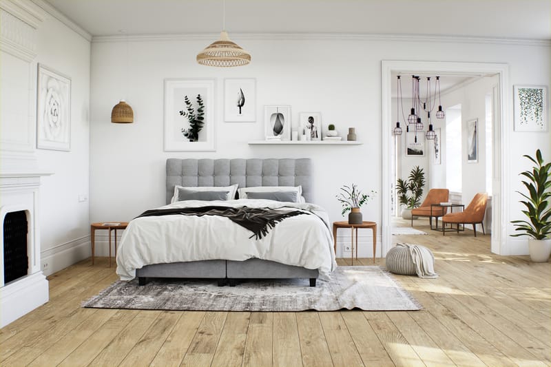 Royal Box Bed Komplet Sengepakke 80x200 - Lysegrå - Møbler - Senge - Boxmadras & boxseng