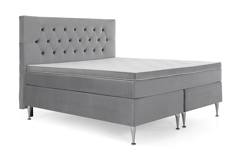 Royal Velvet komplet sengepakke 180x200 cm - Lysegrå med høje sølvfarvede ben - Møbler - Senge - Kontinentalsenge