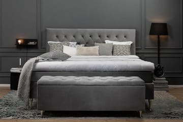 Royal Velvet komplet sengepakke 180x200 cm - Lysegrå med høje sølvfarvede ben - Møbler - Senge - Kontinentalsenge