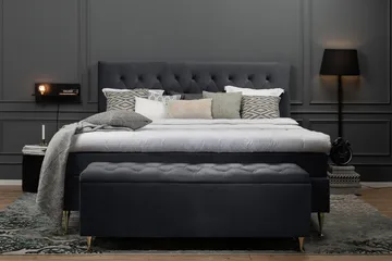 Royal Velvet komplet sengepakke 180x200 cm - Sort med drejede ben - Møbler - Senge - Komplet sengepakke