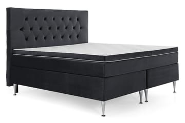 Royal Velvet komplet sengepakke med fløjlsseng 180x200 cm - Sort med høje sølvben - Møbler - Senge - Kontinentalsenge