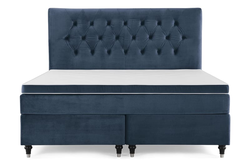 Royal Velvet Komplett Sengpakke 180x200 cm, Mørkeblå med Formede Ben