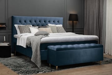 Royal Velvet Komplett Sengpakke 180x200 cm - Mørkeblå med Formede Ben - Møbler - Senge - Kontinentalsenge