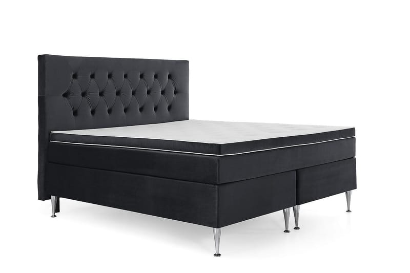 Royal Velvet Komplett Sengpakke 180x200 cm - Sort med Høje Sølvben - Møbler - Senge - Komplet sengepakke