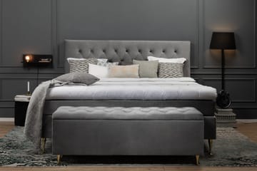 Royal Velvet kontinentalseng 180x200 cm - Lysegrå med lave drejede ben - Møbler - Senge - Komplet sengepakke