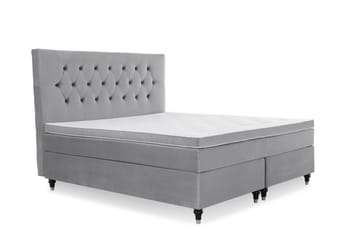 Royal Velvet kontinentalseng 180x200 cm - Lysegrå med lave drejede ben - Møbler - Senge - Komplet sengepakke