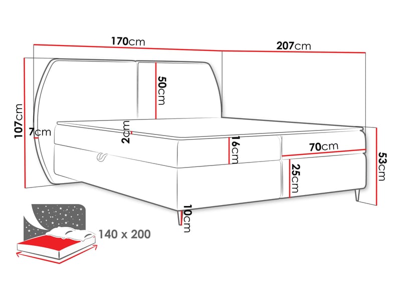 Rynricon Sengesæt Kontinentalseng 140x200 cm - Grå - Møbler - Senge - Komplet sengepakke