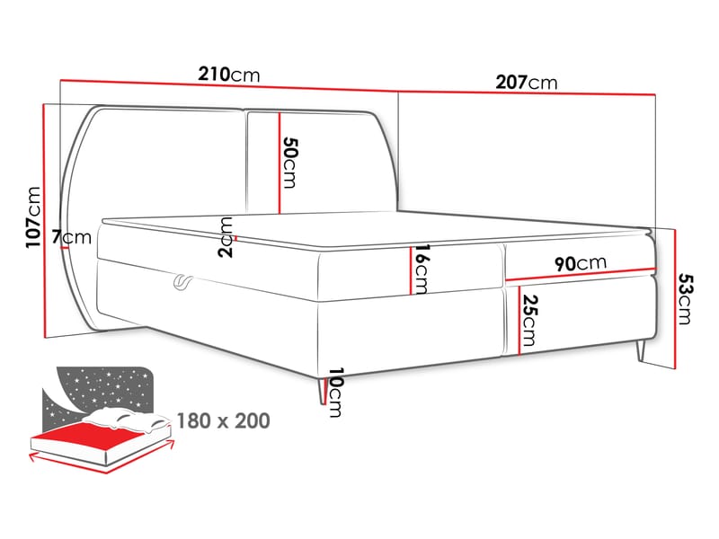 Rynricon Sengesæt Kontinentalseng 180x200 cm - Grå - Møbler - Senge - Komplet sengepakke