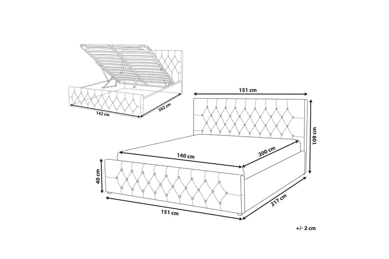 Saleux Sengeramme 140x200 cm - Taupe - Møbler - Senge - Sengeramme & sengestel