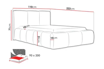 Salvenor Sengeramme med Opbevaring 90x200 cm - Beige - Møbler - Senge - Sengeramme & sengestel