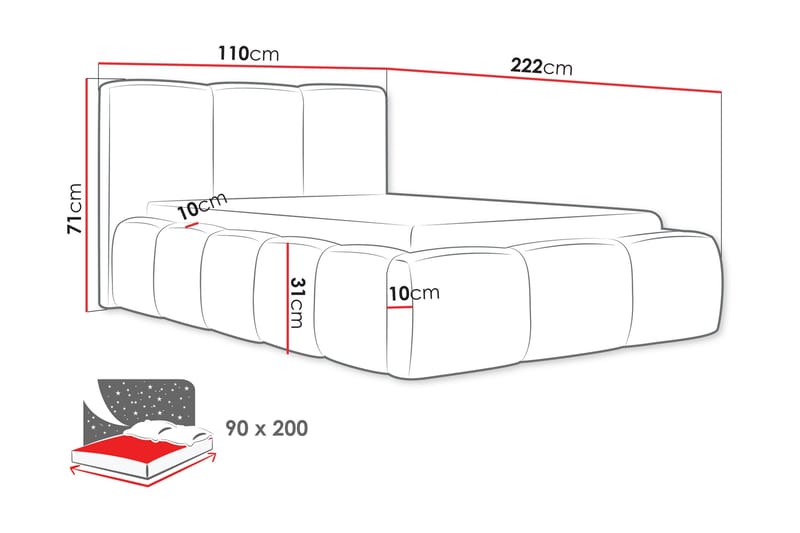 Salvenor Sengeramme med Opbevaring 90x200 cm - Blå - Møbler - Senge - Sengeramme & sengestel
