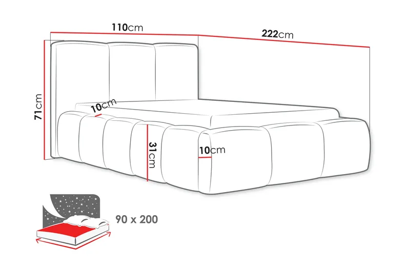 Salvenor Sengeramme med Opbevaring 90x200 cm - Grøn - Møbler - Senge - Sengeramme & sengestel