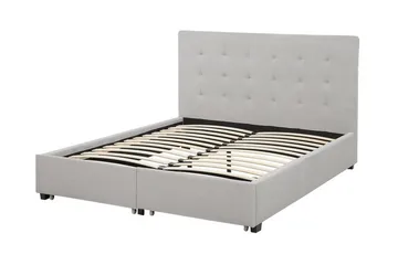Sandrick kontinentalseng med opbevaring 140x200 - Grå - Møbler - Senge - Sengeramme & sengestel