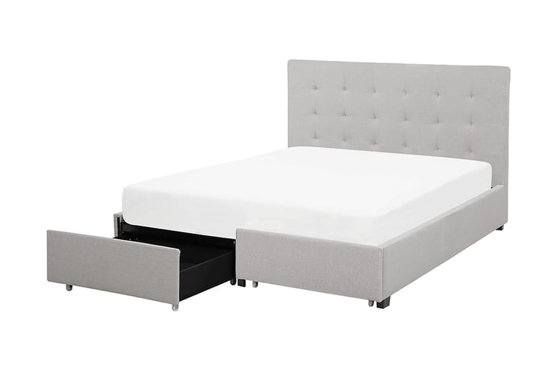 Sandrick kontinentalseng med opbevaring 140x200 - Grå - Møbler - Senge - Sengeramme & sengestel