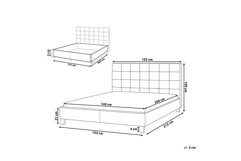 Sandrick kontinentalseng med opbevaring 140x200 - Grå - Møbler - Senge - Sengeramme & sengestel