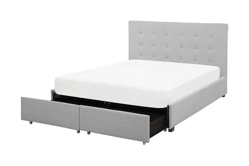 Sandrick kontinentalseng med opbevaring 140x200 - Grå - Møbler - Senge - Sengeramme & sengestel