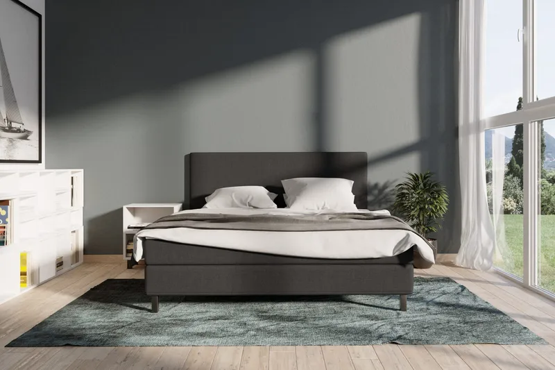 Select No 1 Komplet Sengepakke 210x210 - Mørkegrå/Sort - Møbler - Senge - Komplet sengepakke