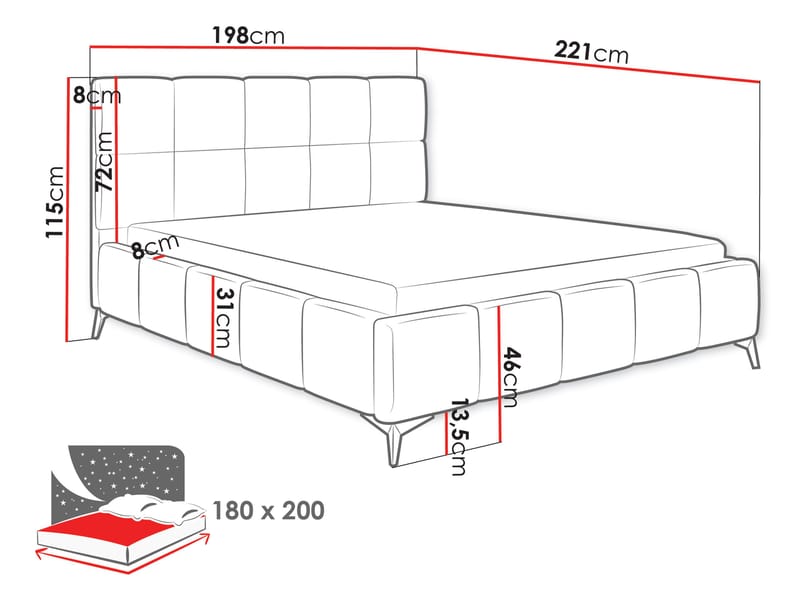 seng Amber Velluto 02 180x200 - beige - Møbler - Senge - Sengeramme & sengestel