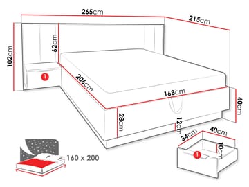 seng Bali lux brun, hvid - brun, hvid - Møbler - Senge - Sengeramme & sengestel