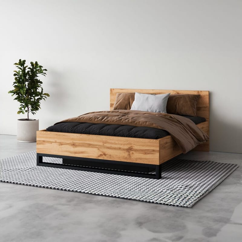 Seng Halle S med ramme med gasløft og opbevaringskasse - 140 cm - Møbler - Senge - Sengeramme & sengestel