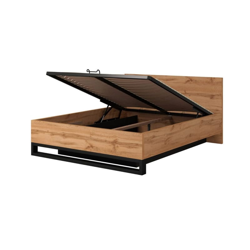 Seng Halle S med Ramme på Gaslift og Opbevaringsboks - 160 cm - Møbler - Senge - Sengeramme & sengestel