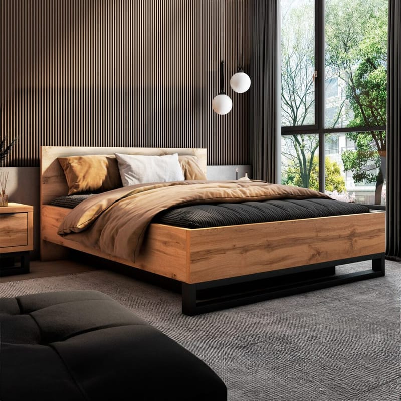 Seng Halle S med Ramme på Gaslift og Opbevaringsboks - 160 cm - Møbler - Senge - Sengeramme & sengestel