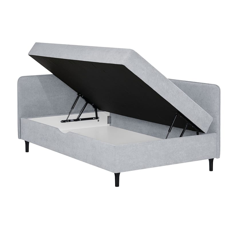 Seng HOME4YOU Henriette 120x200 cm, med opbevaring 120x40x75 cm, Melamin med egetræsbark - Grå - Møbler - Senge - Sengeramme & sengestel