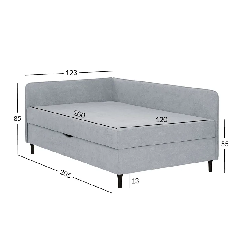 Seng HOME4YOU Henriette 120x200 cm, med opbevaring 120x40x75 cm, Melamin med egetræsbark - Grå - Møbler - Senge - Sengeramme & sengestel