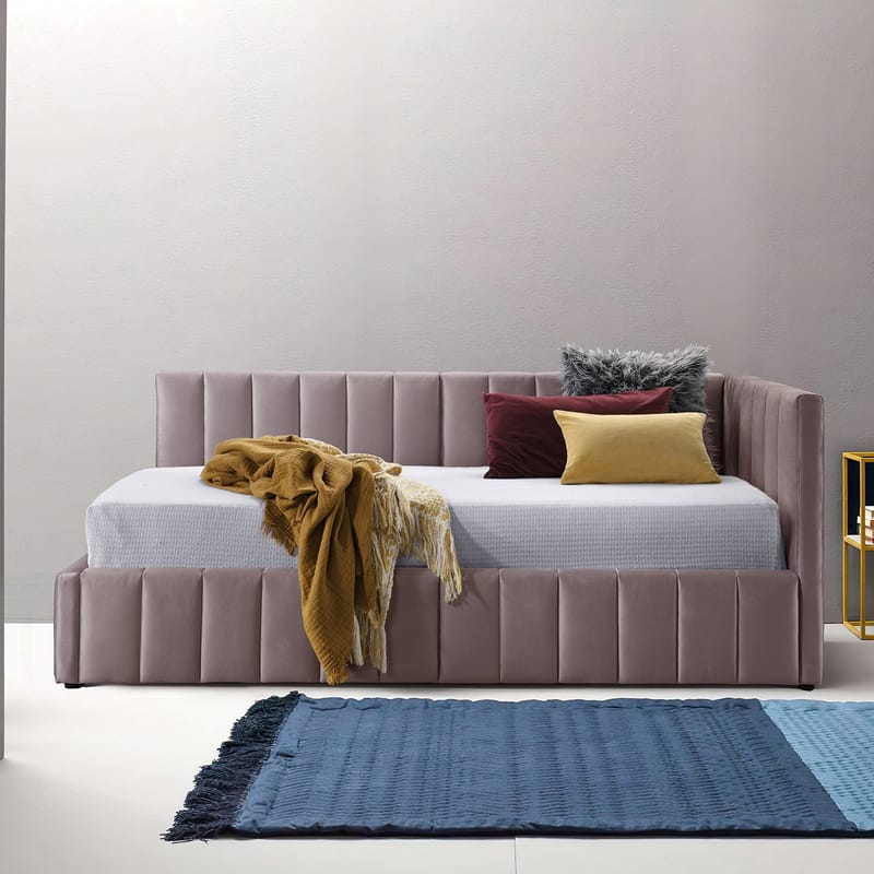 Seng HOME4YOU Jasper 90x200 cm 100x40xh115 cm, Sort - Pink - Møbler - Senge - Sengeramme & sengestel