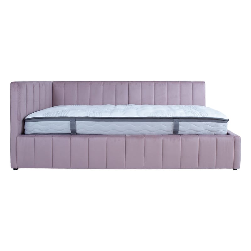 Seng HOME4YOU Jasper 90x200 cm med madras Harmony Duo 100x40xh140 cm, Eg - Støvet rosafarvet - Møbler - Senge - Komplet sengepakke