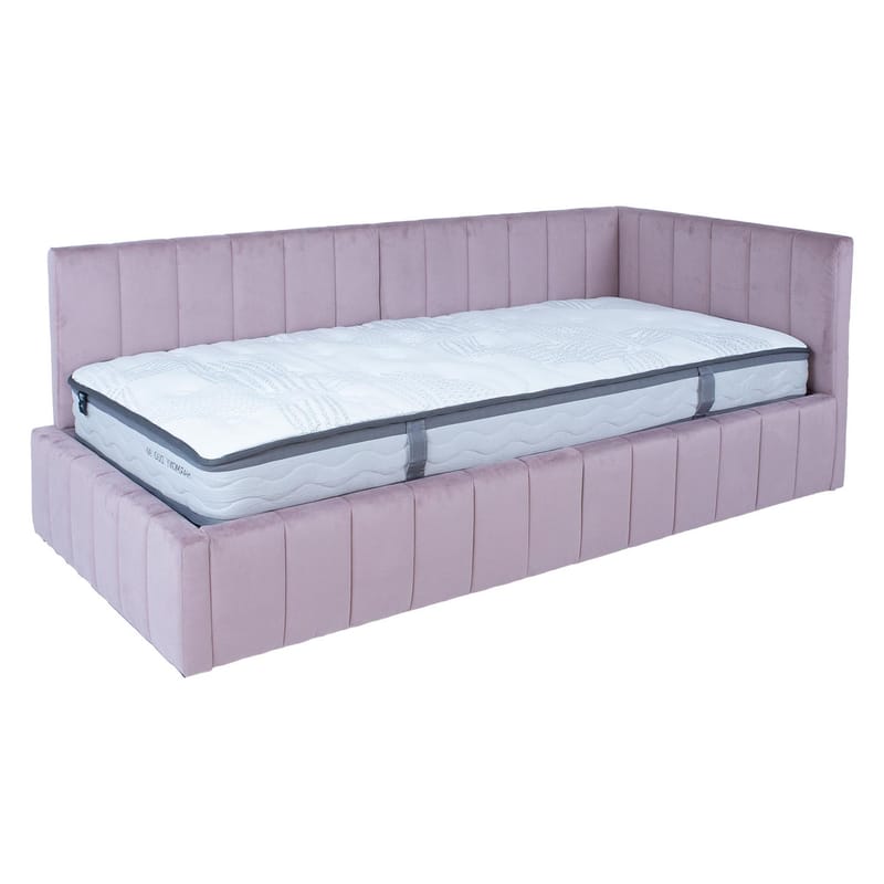 Seng HOME4YOU Jasper 90x200 cm med madras Harmony Duo 100x40xh140 cm, Eg - Støvet rosafarvet - Møbler - Senge - Komplet sengepakke