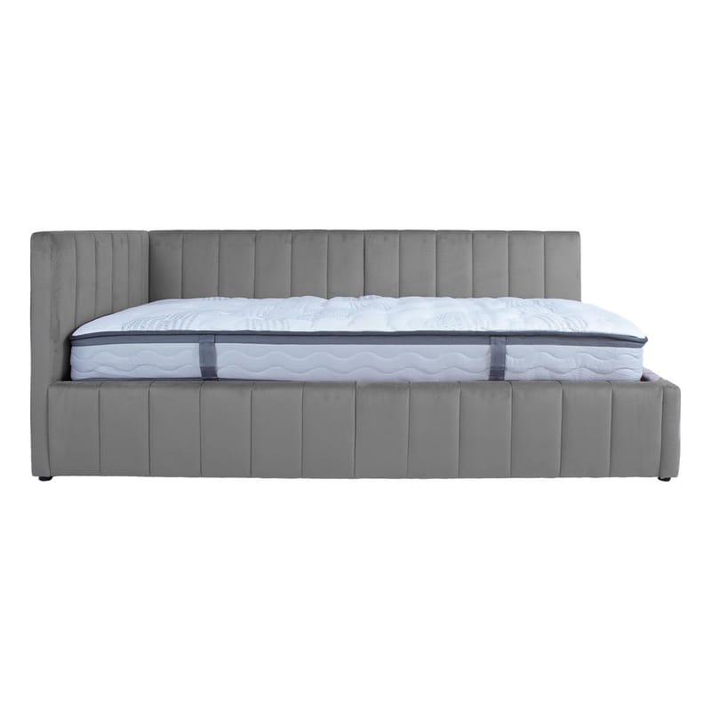 Seng HOME4YOU Jasper 90x200 cm med madras Harmony Duo 80x40xh85 cm, Melamin med egetræsbark - grå - Møbler - Senge - Komplet sengepakke