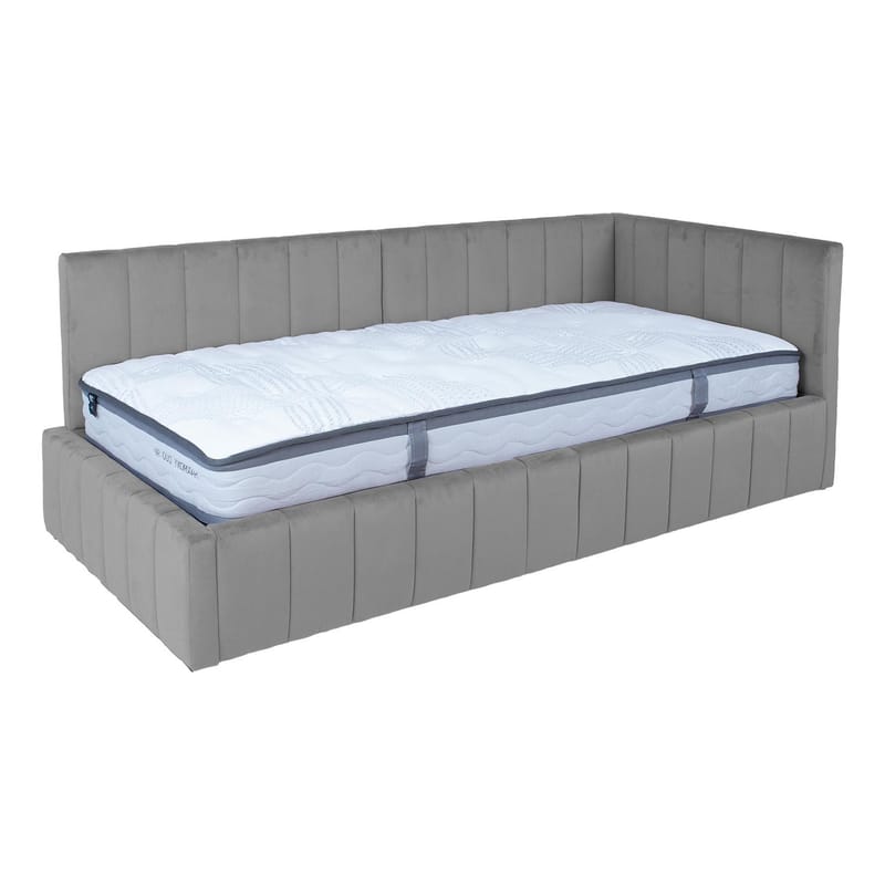 Seng HOME4YOU Jasper 90x200 cm med madras Harmony Duo 80x40xh85 cm, Melamin med egetræsbark - grå - Møbler - Senge - Komplet sengepakke