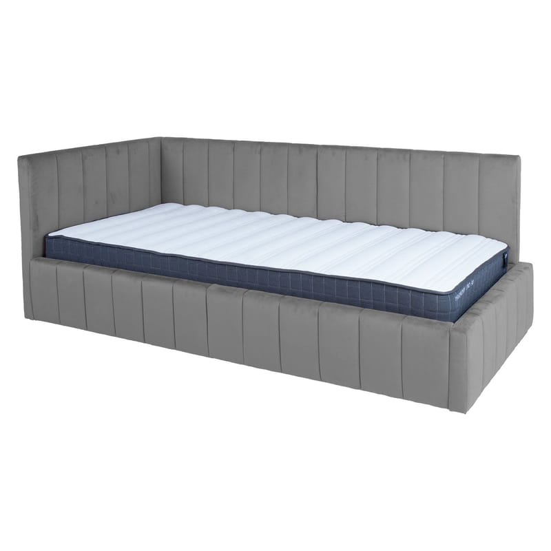 Seng HOME4YOU Jasper 90x200 cm med madras Harmony Uno 106x40xh76 cm, Eg - grå - Møbler - Senge - Komplet sengepakke