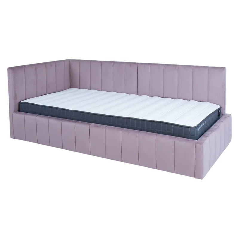 Seng HOME4YOU Jasper 90x200 cm med madras Harmony Uno 180x40xh76 cm, Eg, Støvet rosafarvet