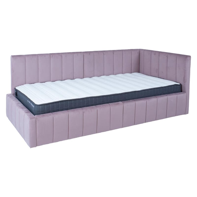 Seng HOME4YOU Jasper 90x200 cm med madras Harmony Uno 180x40xh76 cm, Eg - Støvet rosafarvet - Møbler - Senge - Komplet sengepakke