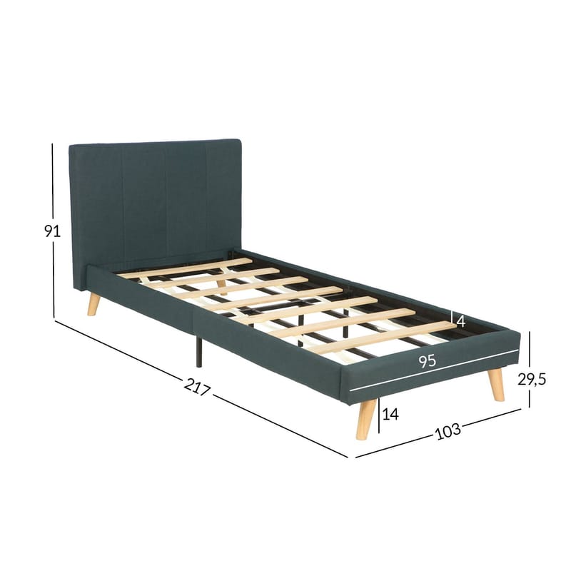 Seng HOME4YOU Juno 90x200 cm grå - grå - Møbler - Senge - Sengeramme & sengestel