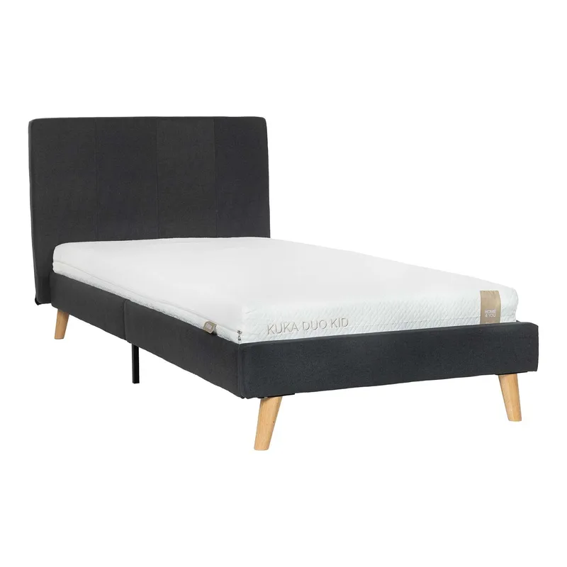 Seng HOME4YOU Juno 90x200 cm med madras Kuka Duo Kid grå, Grå