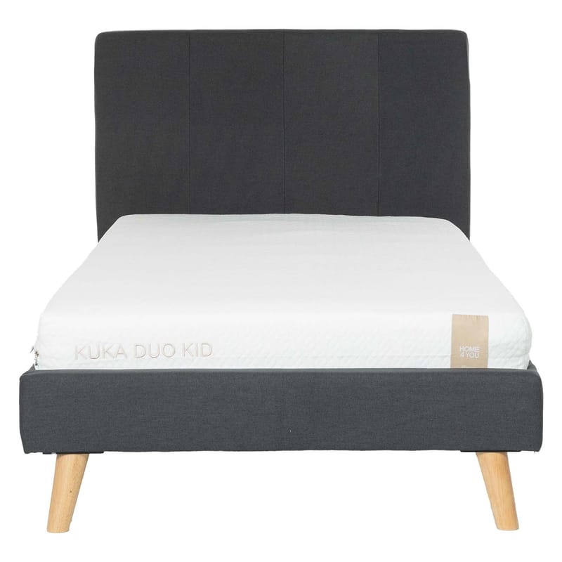 Seng HOME4YOU Juno 90x200 cm med madras Kuka Duo Kid grå - Grå - Møbler - Senge - Komplet sengepakke