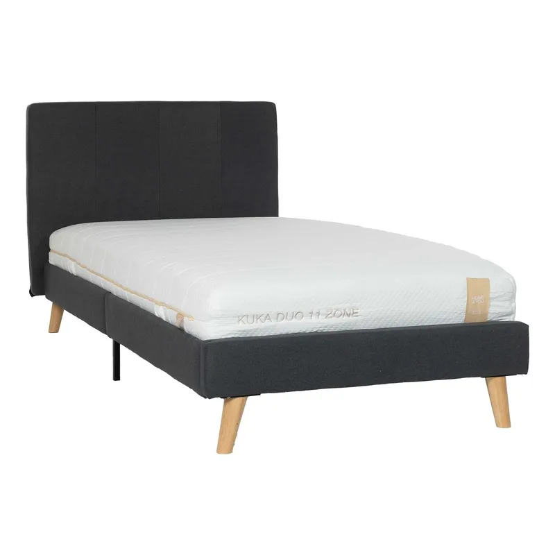 Seng HOME4YOU Juno 90x200 cm med madras Kukka Duo 11 zoner grå, Grå