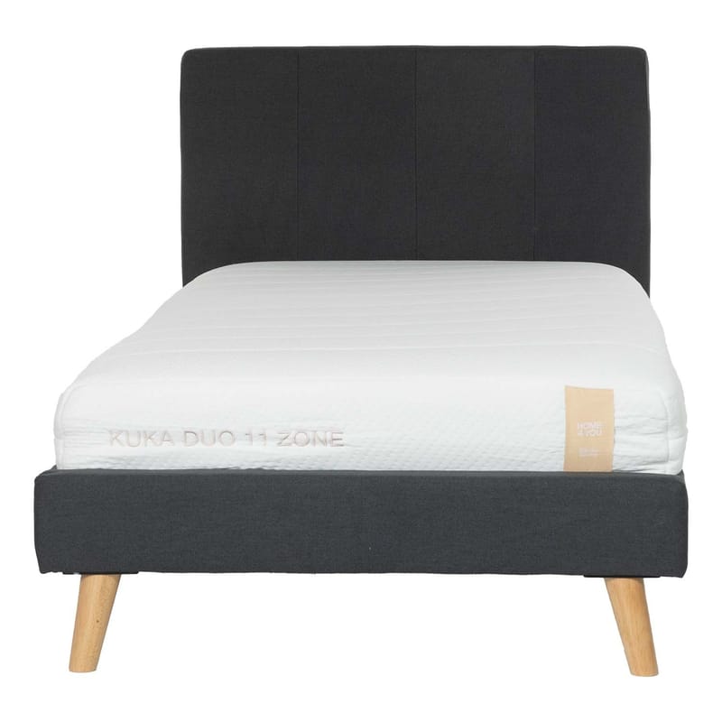Seng HOME4YOU Juno 90x200 cm med madras Kukka Duo 11 zoner grå - Grå - Møbler - Senge - Komplet sengepakke