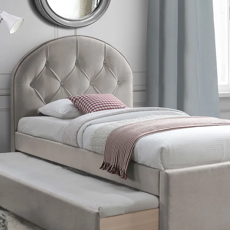 Seng HOME4YOU Lara med to madrasser Harmony Uno 90x200 cm Champagne - Champagne - Møbler - Senge - Komplet sengepakke